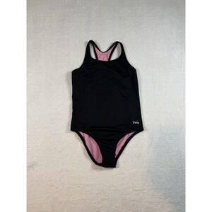 TYR Ella MaxFit Performance UPF 50+ Black One Piece Swimsuit Girls Size L 10/12
